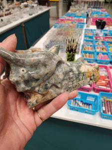 Ocean Jasper Dragon Skull