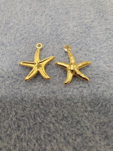 304 Stainless Steel Golden Starfish Charm