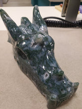 Load image into Gallery viewer, Moss Agate Dragon Skull
