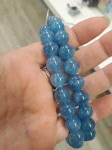 AGATE BLUE ROUND BEADS