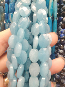 AGATE OVAL LT BLUE BEADS 12x9MM