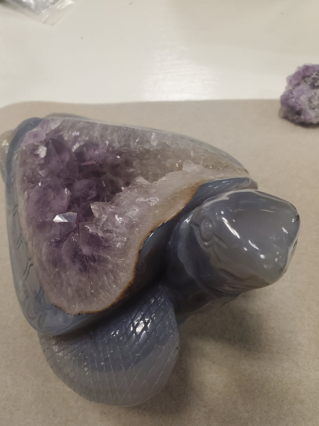 AGATE AMETHYST TURTLE CARVING