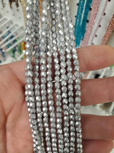 FIRE POLISHED CRYSTAL SILVER METALLIC
