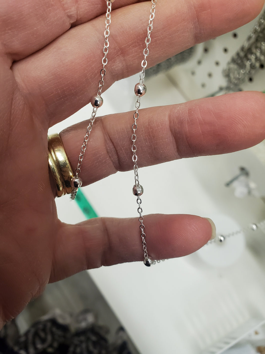 BRASS CABLE /W ROUND BEAD CHAIN