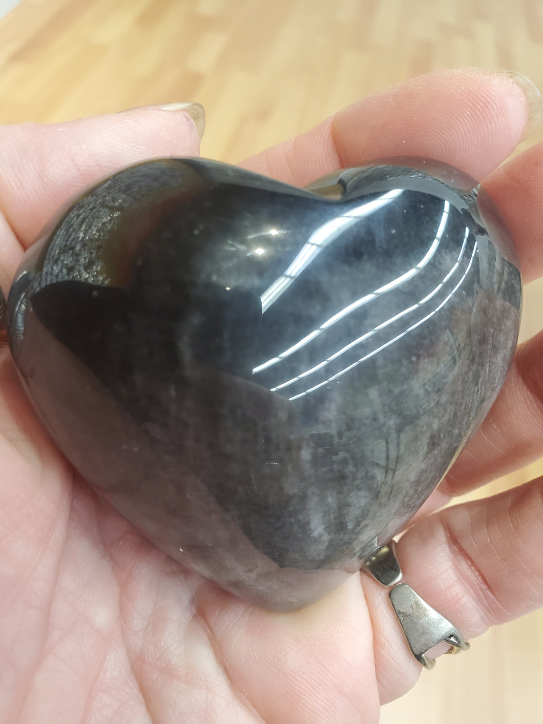 SILVER OBSIDIAN HEART