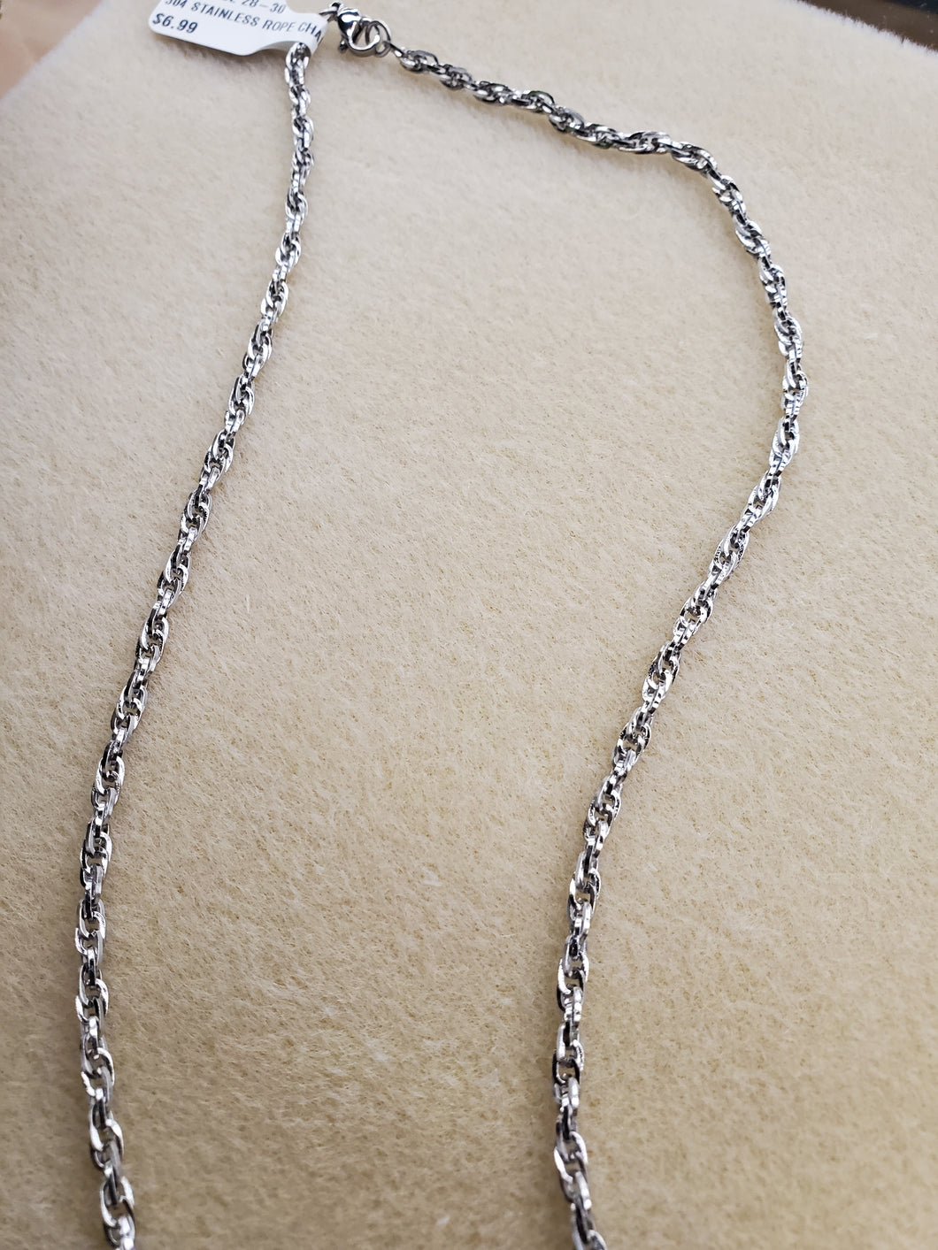 304 STAINLESS ROPE CHAIN NECKLACE 28-30