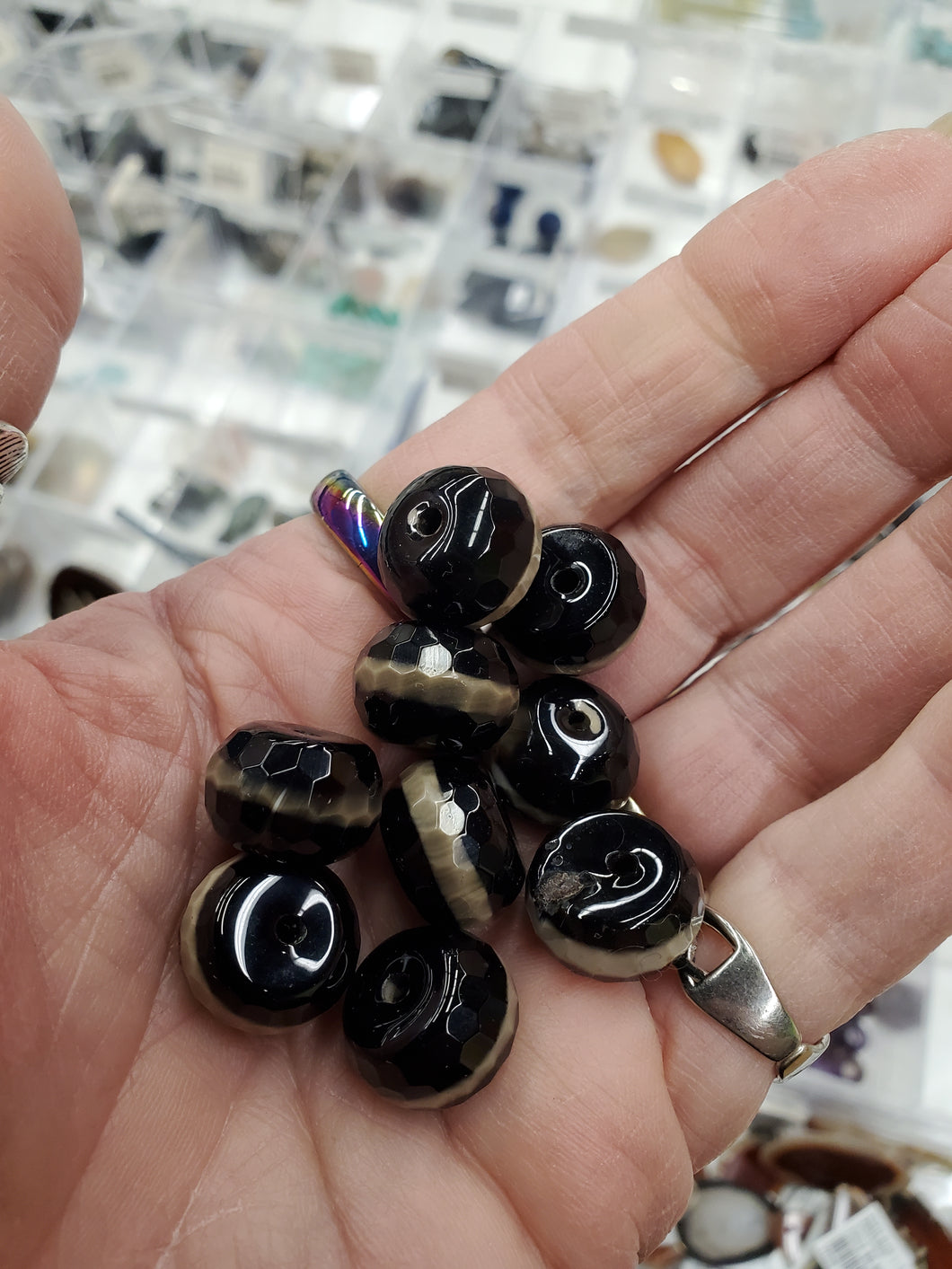 AGATE FACETED RONDELLE 16X10MM