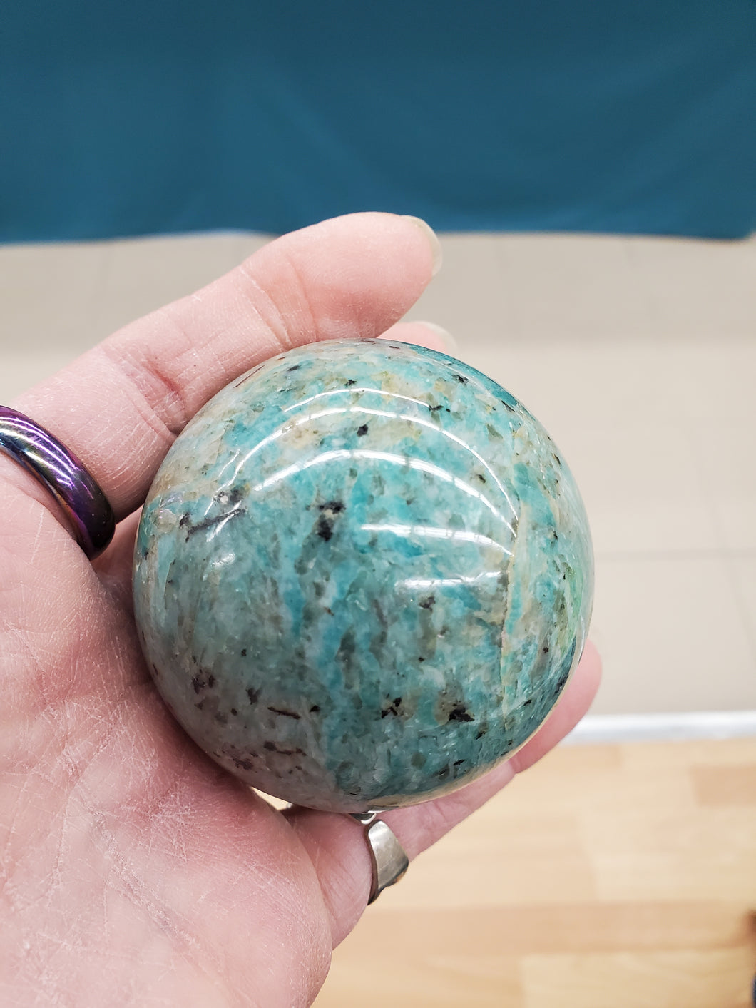 AMAZONITE & SCHORL SPHERE
