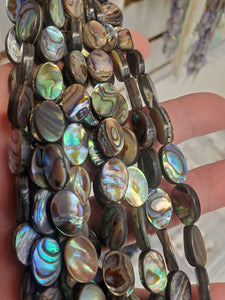ABALONE OVAL BEAD 12X8X3MM