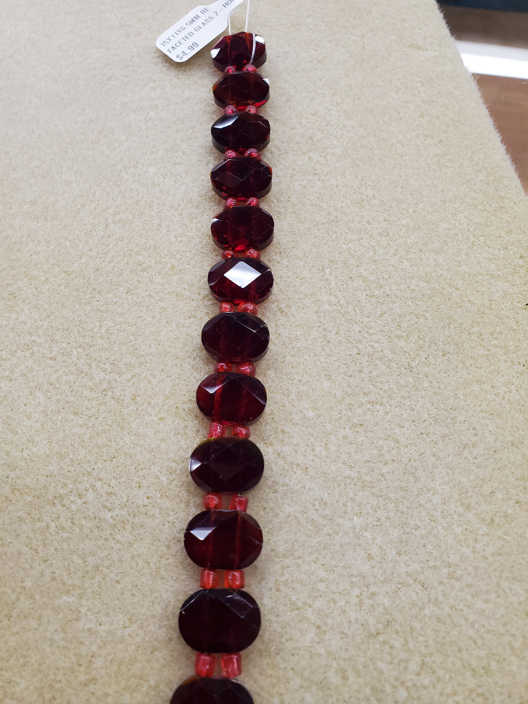 FACETED GLASS 2-HOLE 15X11X6.5MM
