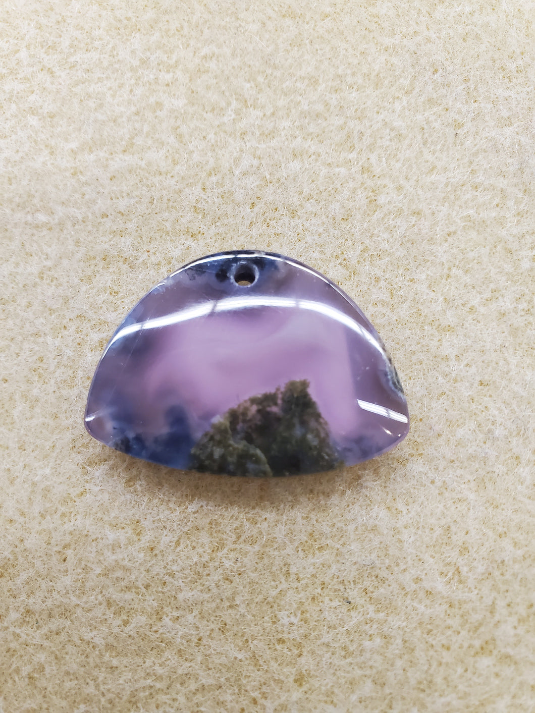PURPLE MOSS AGATE DRILLED CABOCHON