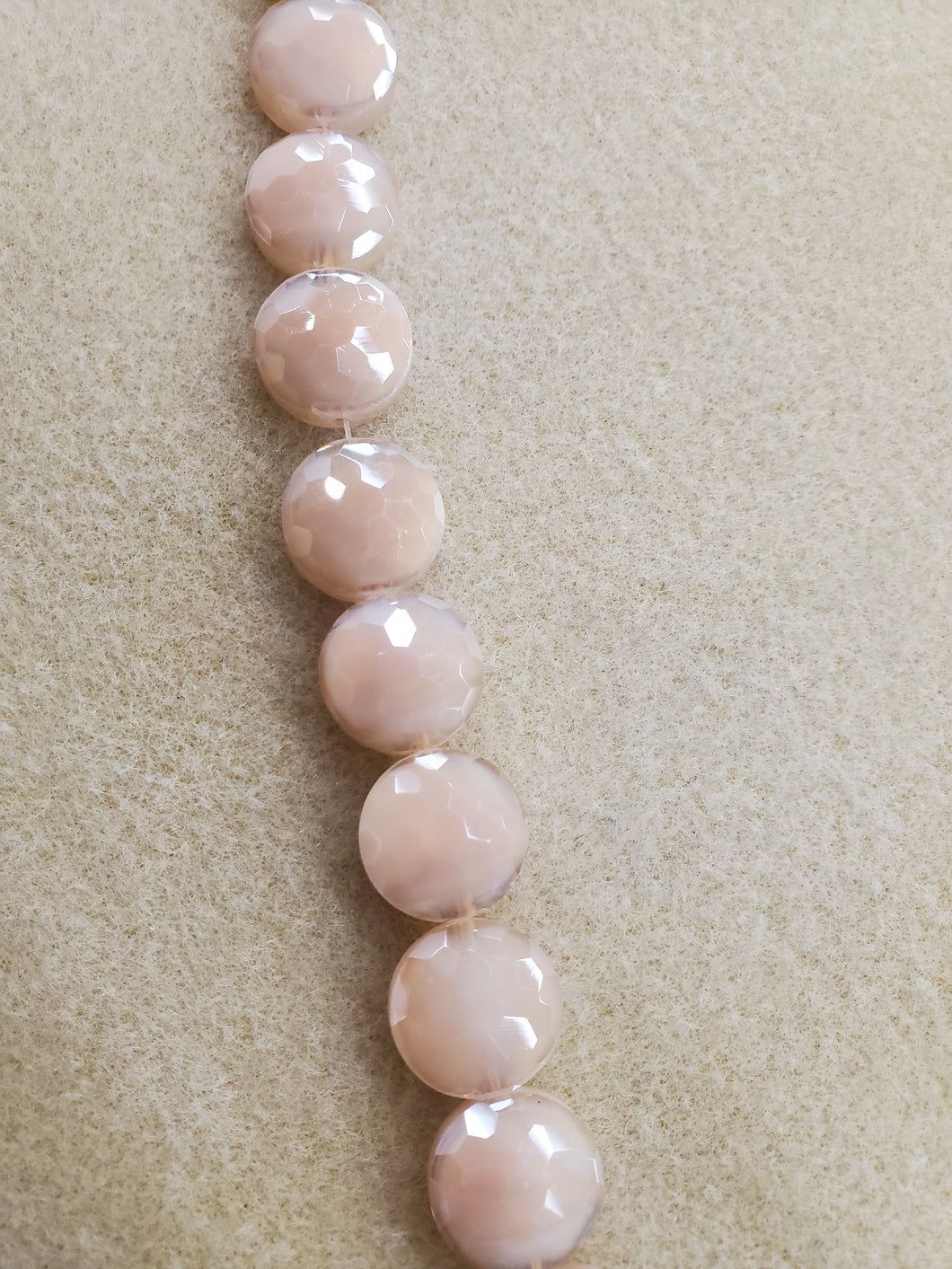PEARL LUSTER FACETED FLAT ROUND 14X8MM