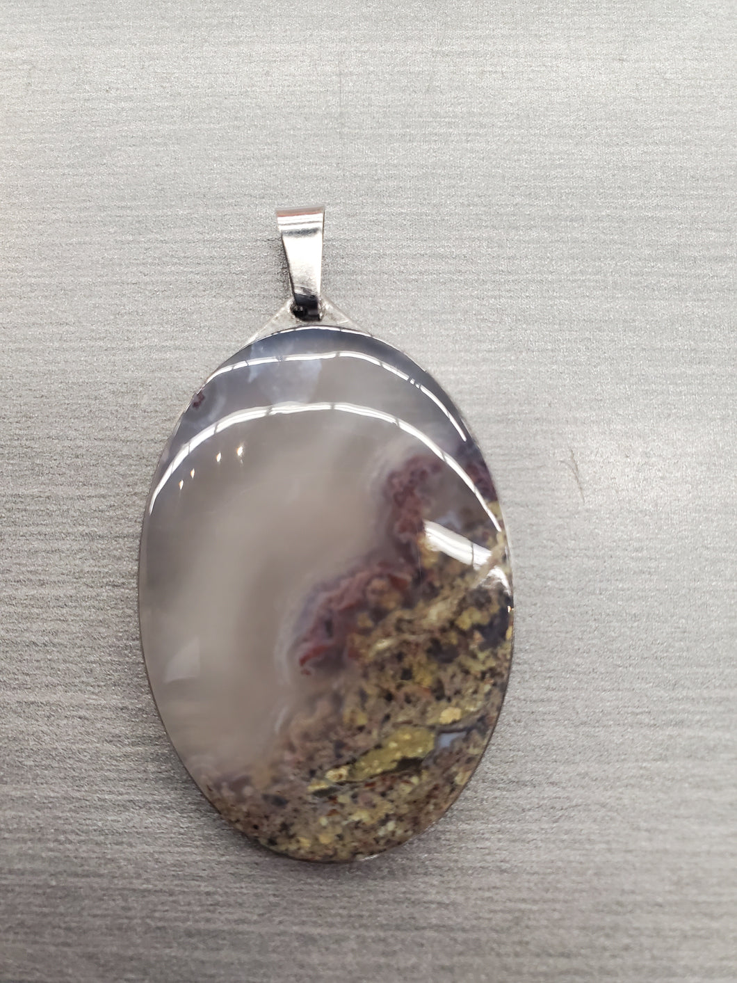 MOSS AGATE PENDANT OVAL 50X28MM