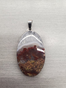 MOSS AGATE PENDANT OVAL 50X26MM