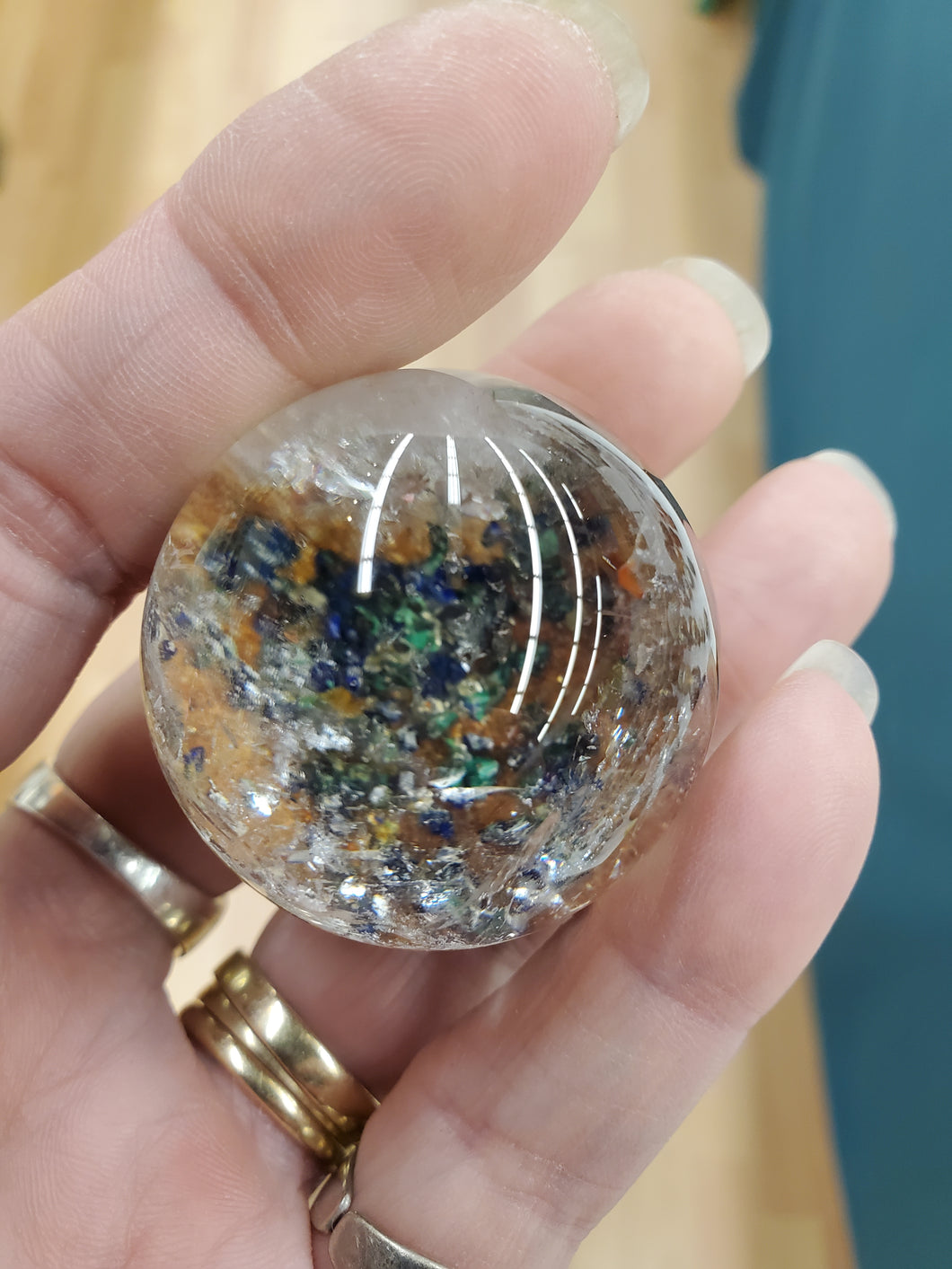 LODOLITE/PYRITE/AZURITE SPHERE