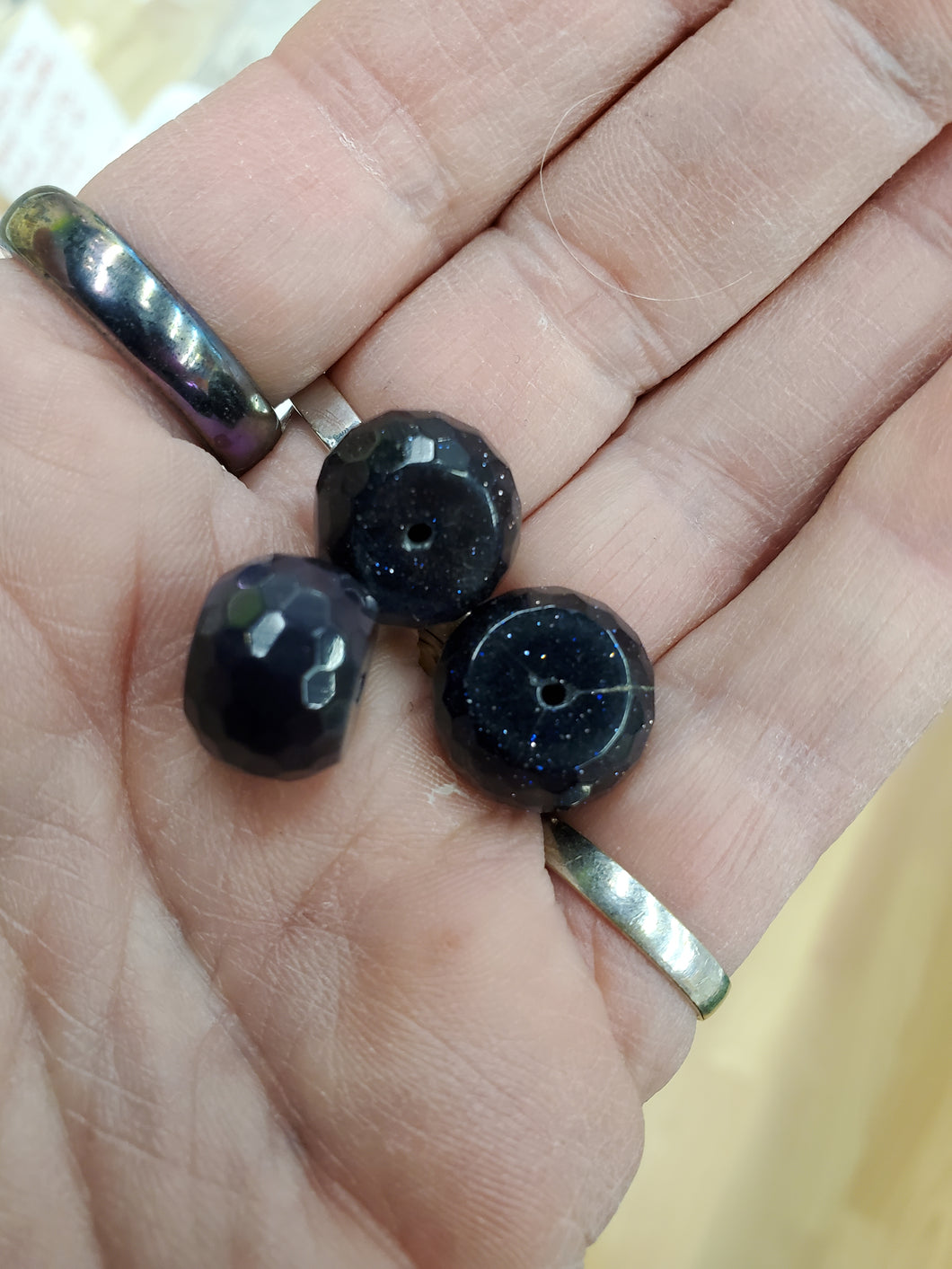 BLUE GOLDSTONE BEAD 14X10MM