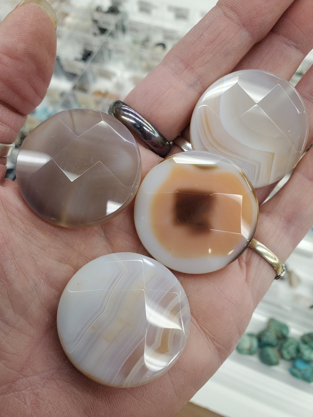 BANDED AGATE FLAT ROUND 37x12MM