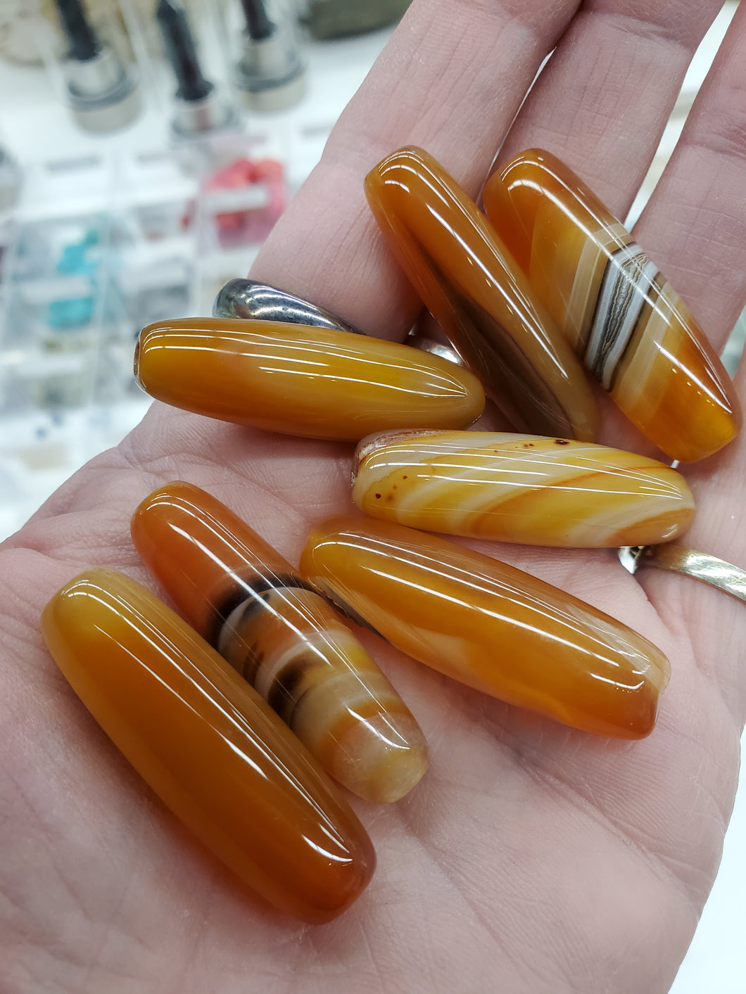 BANDED AGATE RICE 37-40X10-17MM