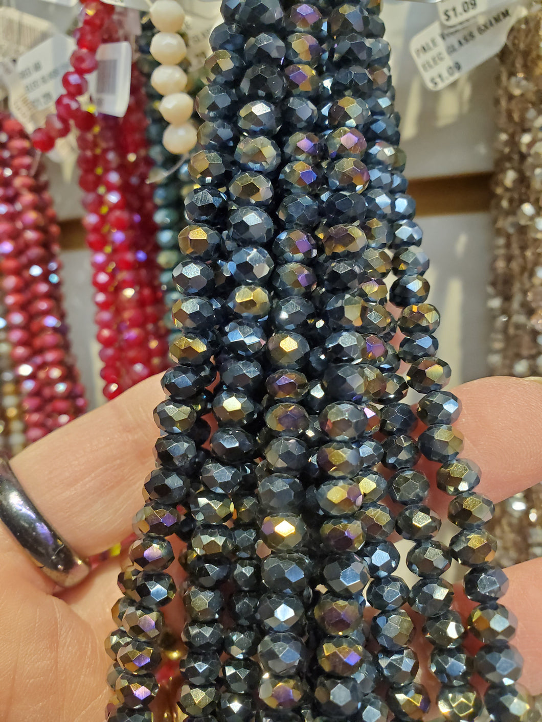 ELECTROPLATED GLASS FACETED 6X4MM