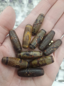 AGATE DZI BEAD 29X10MM