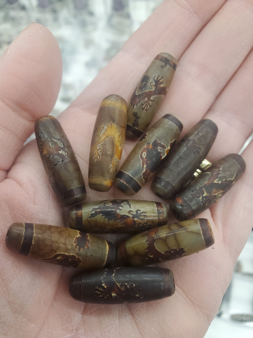 AGATE DZI BEAD 29X10MM