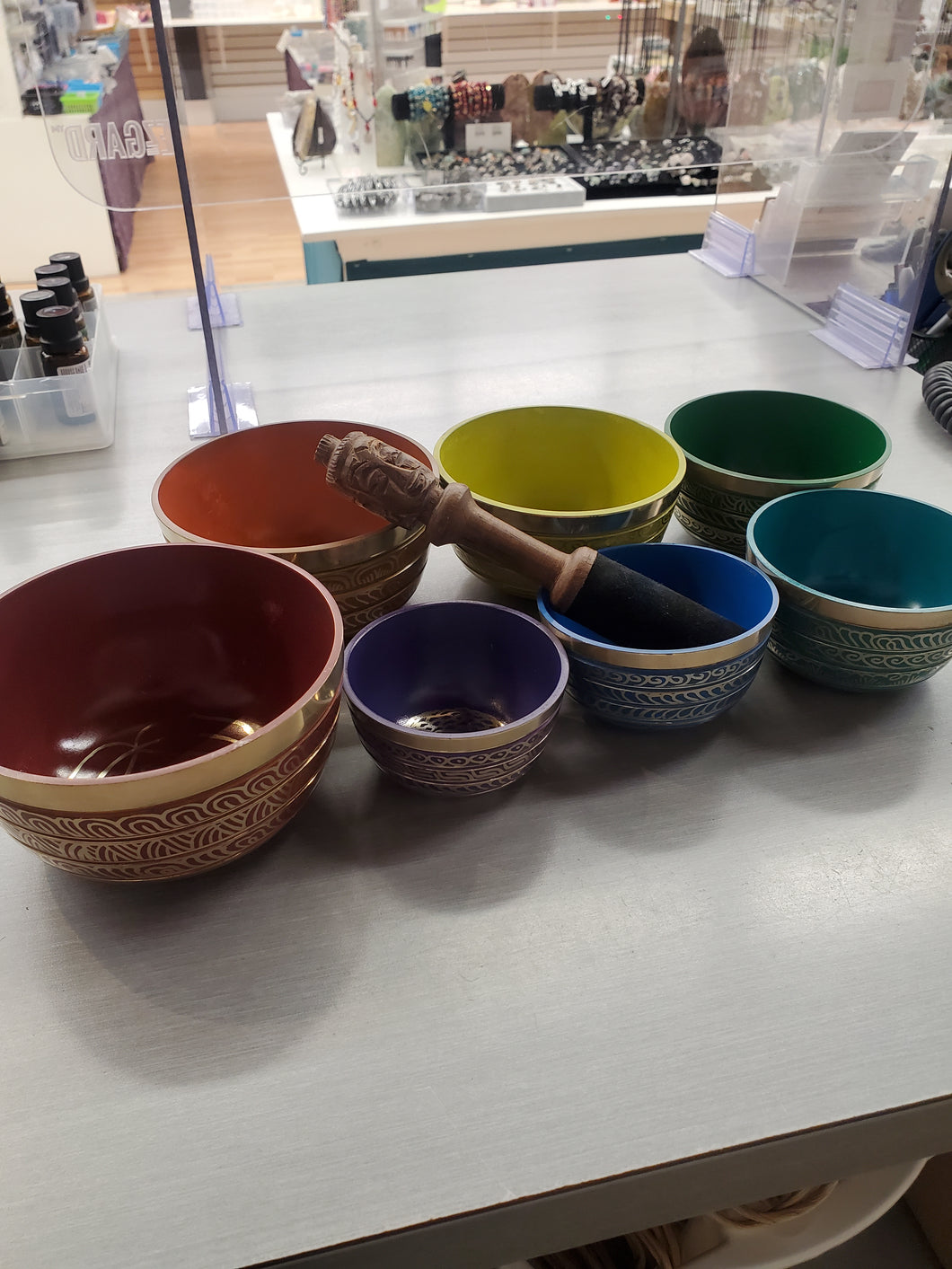 BRASS SINGING BOWL CHAKRA SET