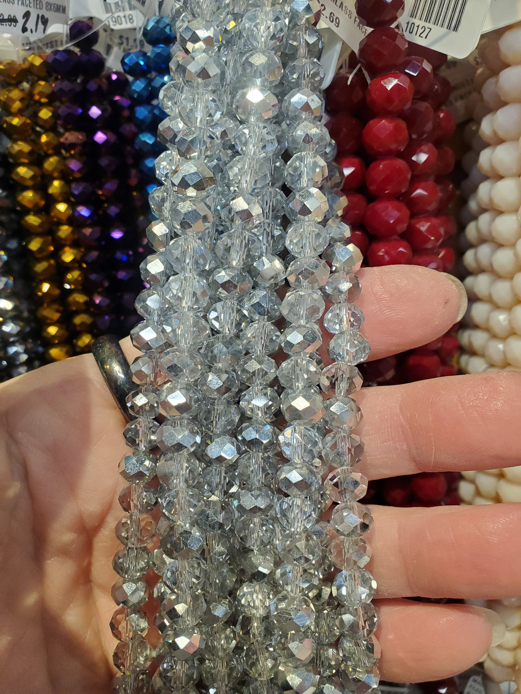 ELECTROPLATED GLASS FACETED 8X6MM
