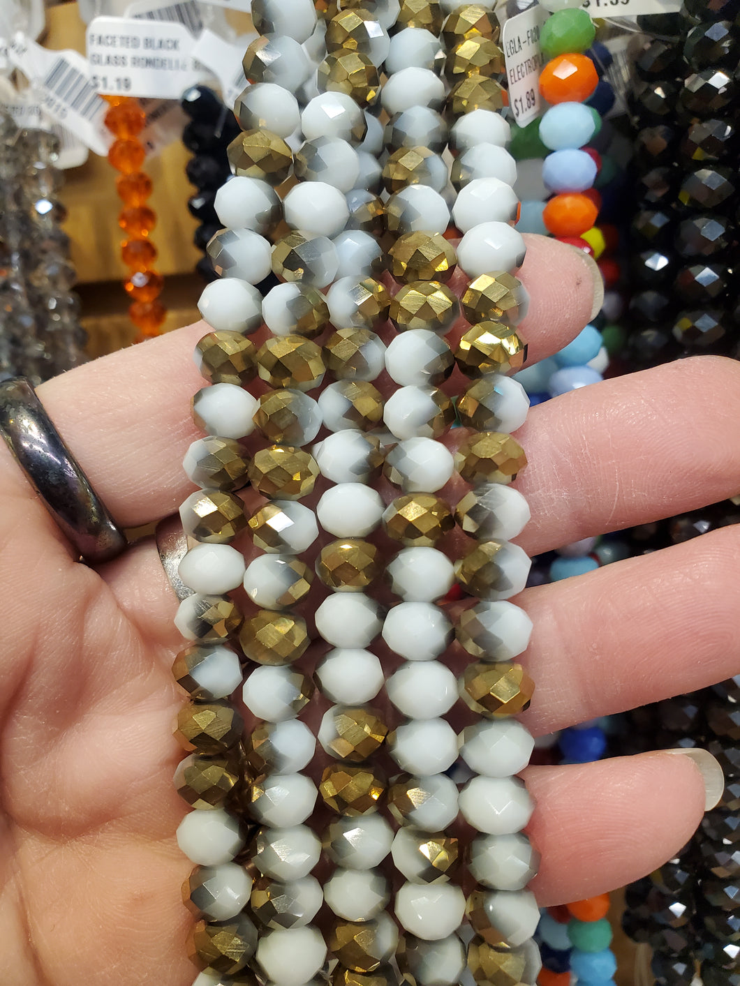 ELECTROPLATE GLASS FACETED 8X6MM
