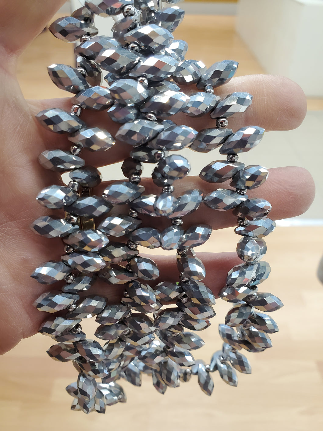 ELECTROPLATED GLASS BRIOLETTE 13X6MM
