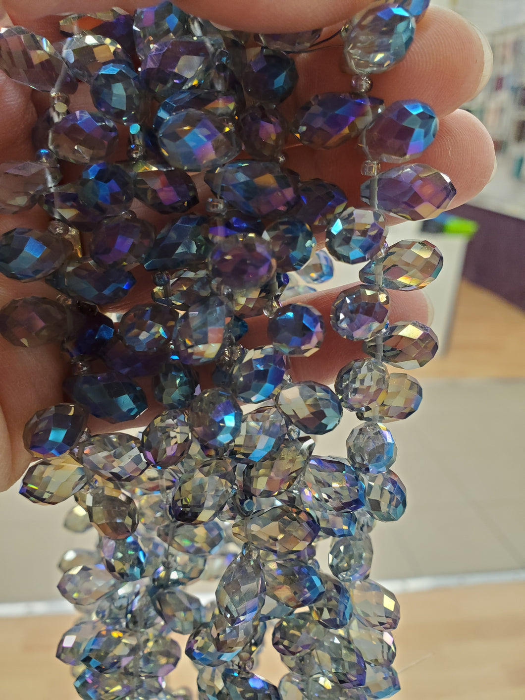 ELECTROPLATED GLASS BRIOLETTE 13X8MM