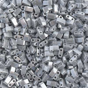 MIYUKI TILA HALF CUT 2-HOLE OP SILVER GRAY LUSTER 0443