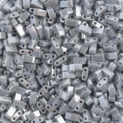 MIYUKI TILA HALF CUT 2-HOLE OP SILVER GRAY LUSTER 0443