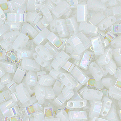 MIYUKI TILA HALF CUT 2-HOLE OP WHITE PEARL AB 0471
