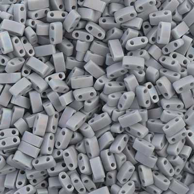 MIYUKI TILA HALF CUT 2-HOLE OP SILVER GRAY AB MATTE 0498FR