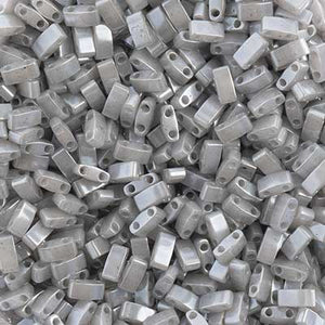 MIYUKI TILA HALF CUT 2-HOLE OP SILVER GRAY LUSTER 0526