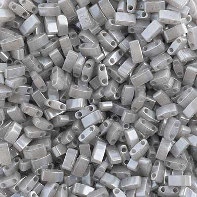 MIYUKI TILA HALF CUT 2-HOLE OP SILVER GRAY LUSTER 0526