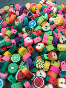 CLAY BEADS FRUIT 10-11X9-11X4-6MM