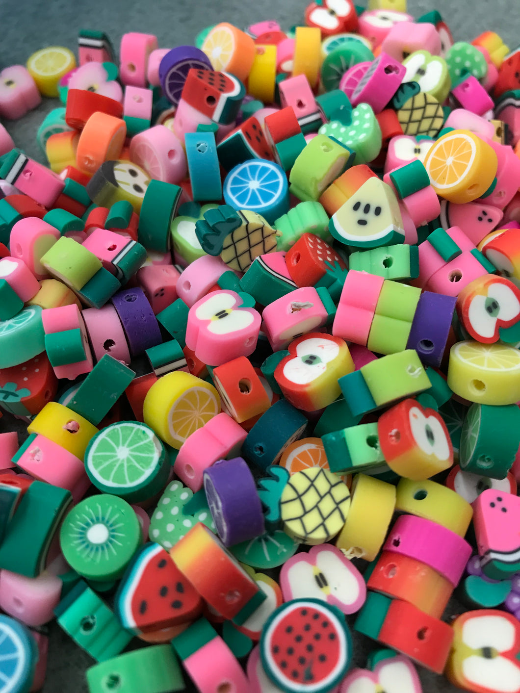 CLAY BEADS FRUIT 10-11X9-11X4-6MM