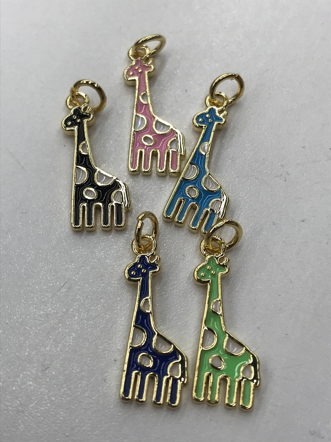 BRASS ENAMEL GIRAFFE CHARM