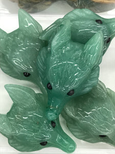 GREEN AVENTURINE PENDANT WOLF