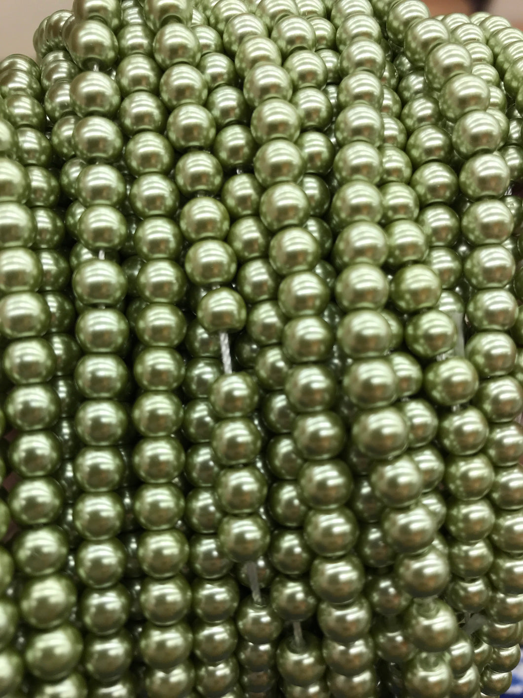 GLASS PEARL 6MM OLIVE DRAB