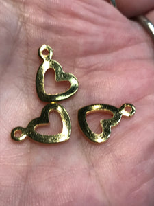 304 Stainless Steel Golden Heart Charm