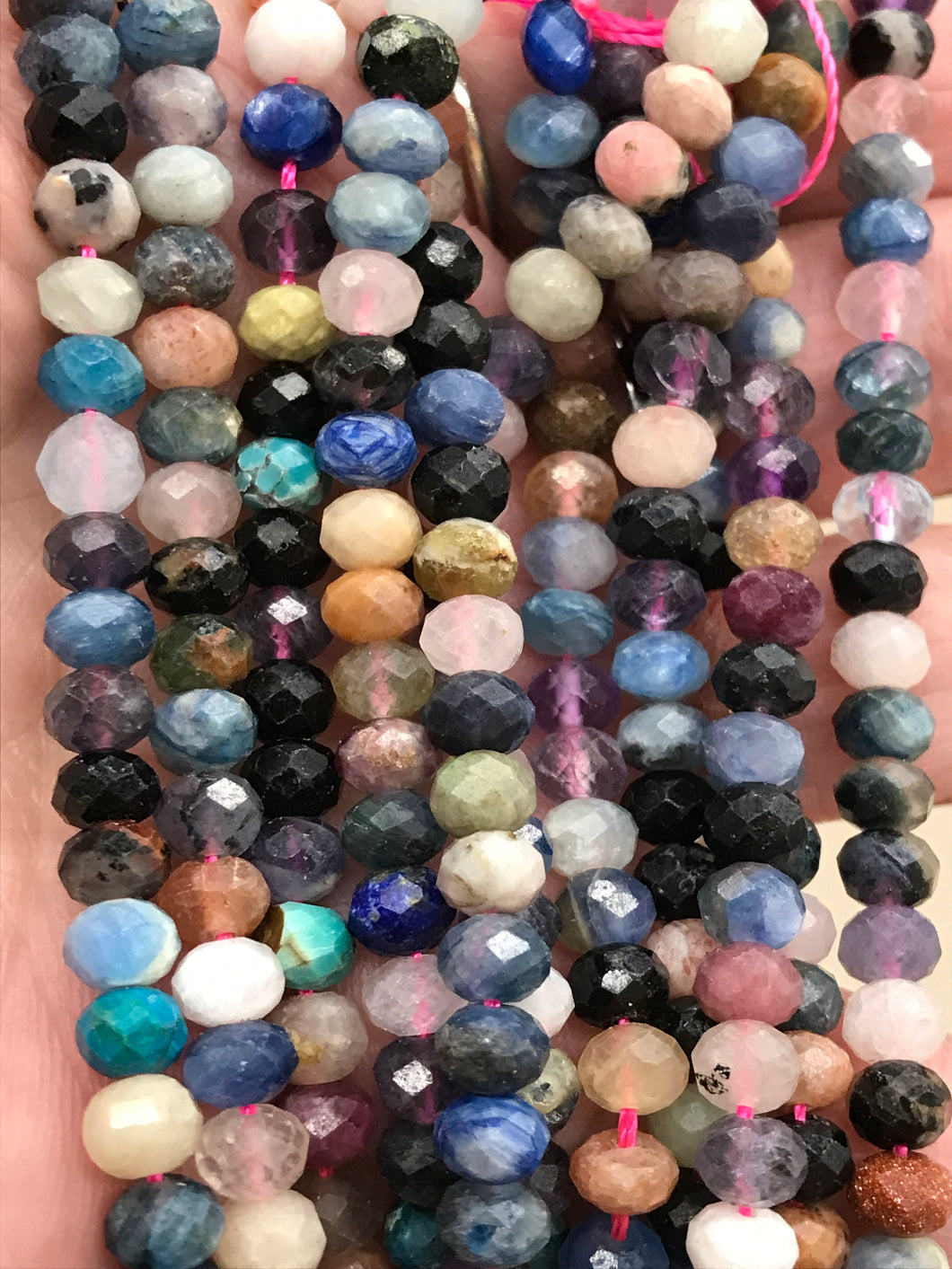 MIXED STONE FACETED RONDELLE 6X4MM