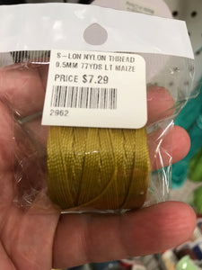 S-LON NYLON THREAD 0.5MM 77YDS LT MAIZE