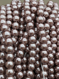 GLASS PEARL 6MM ROSY BROWN
