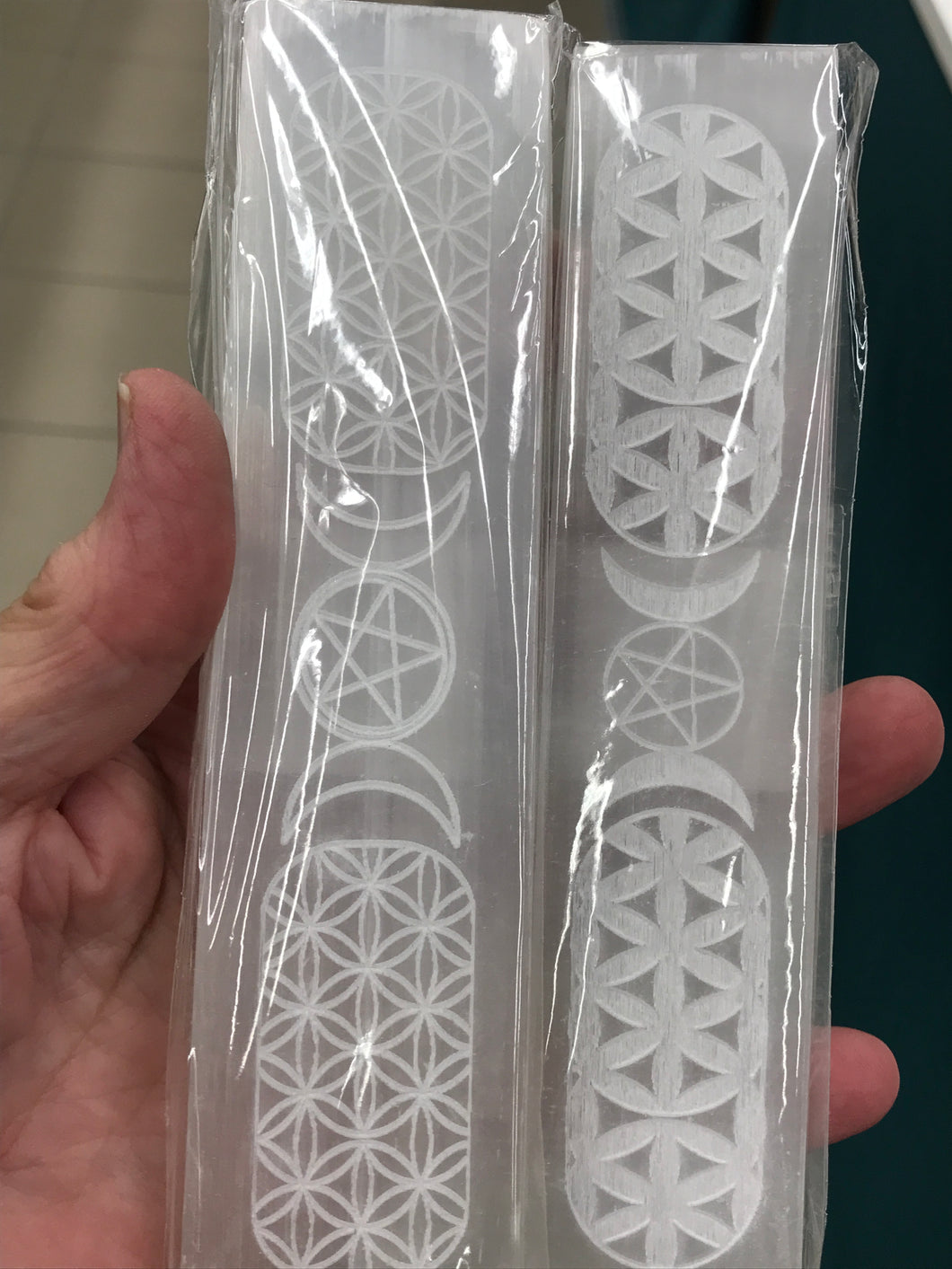 SELENITE ENGRAVED STICK