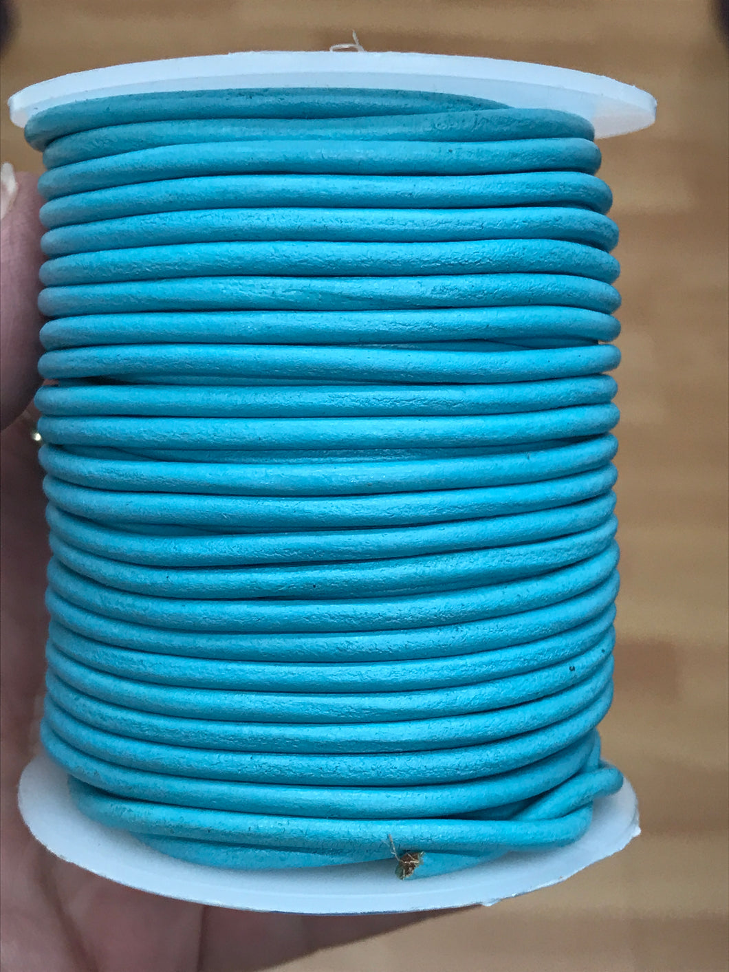 LEATHER CORD AQUA 3MM