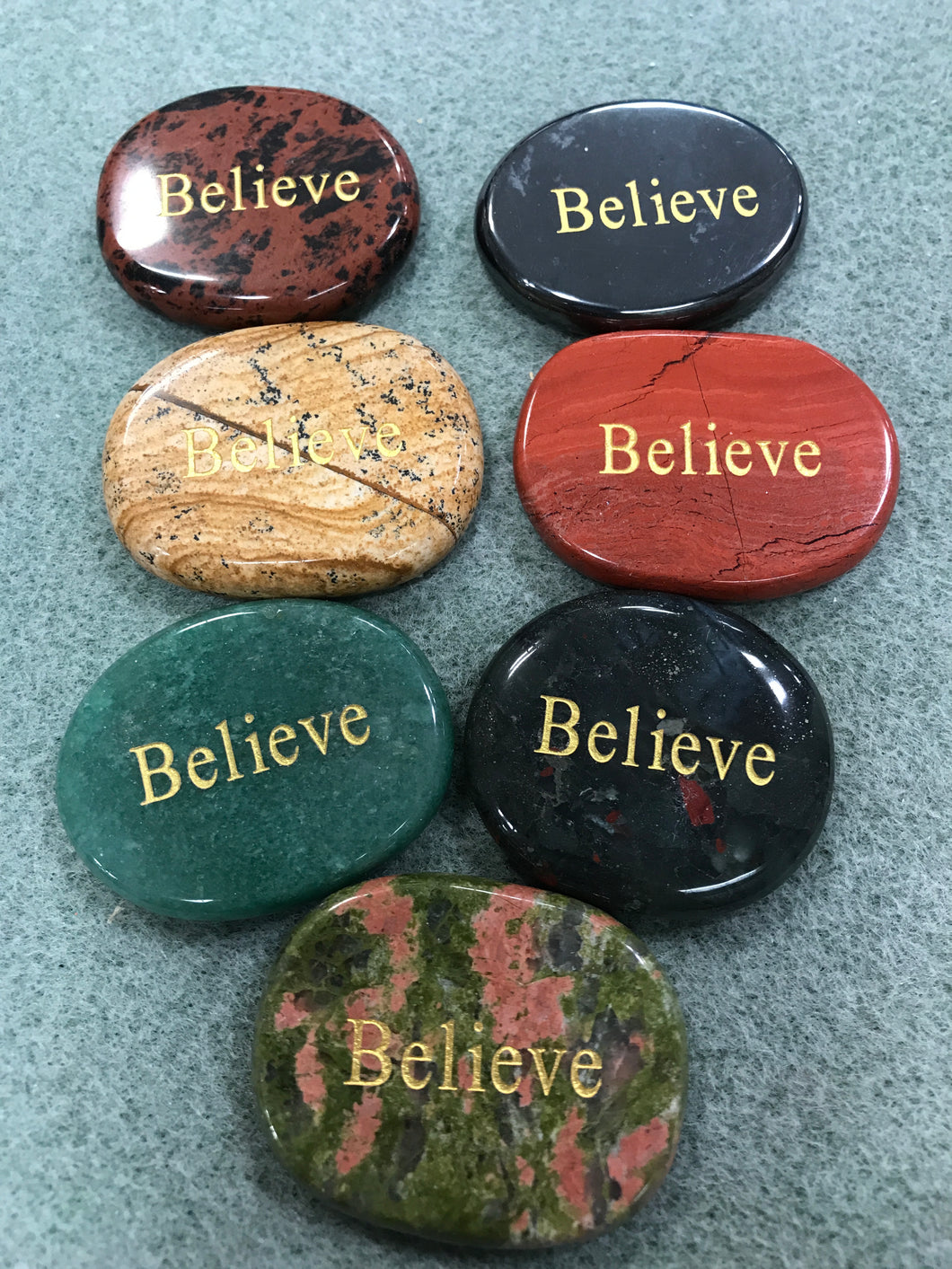 ENGRAVED GEMSTONE 'BELIEVE'
