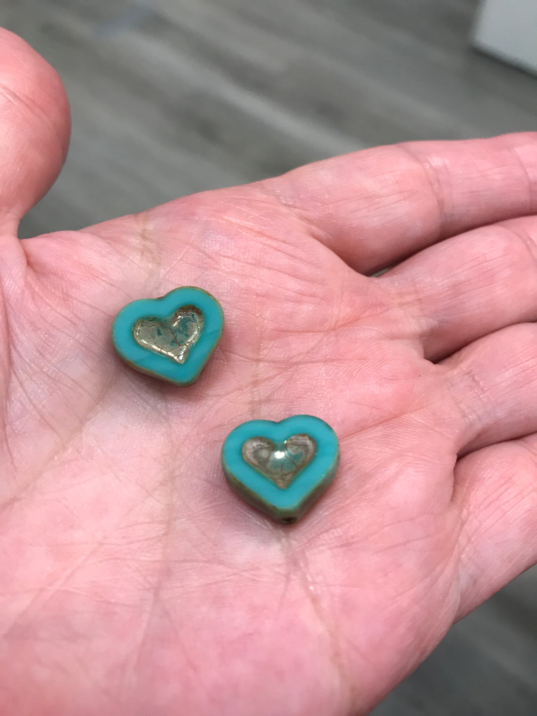 CZECH GLASS TABLE CUT HEART BEADS
