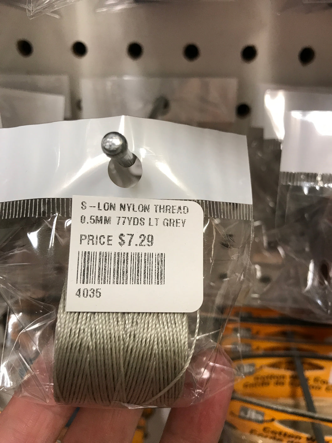 S-LON NYLON THREAD 0.5MM 77YDS LT GREY